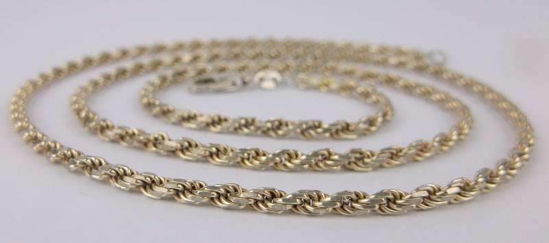 Stunn Vint Heavy Italian Sterling Silver Rope Chain Necklace 24" (1 of 2)