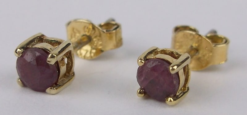 Mint Vintage 14k Over Sterling Silver .50cttw Ruby Earrings (1 of 1)