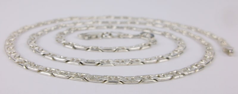 Mint Vint Heavy Italian Sterling Silver Mariner Chain Necklace 24" (1 of 2)