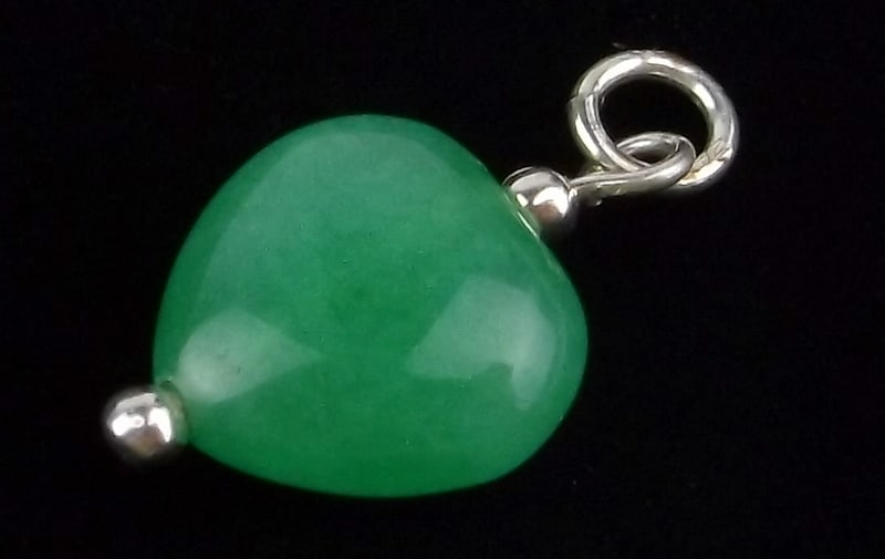 New Sterling Silver Jade Heart Pendant (1 of 1)