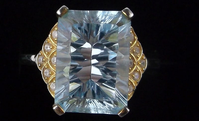 Mint Big Vint Designer Sterling Silver 10ct Blue Topaz Ring 10 (1 of 3)