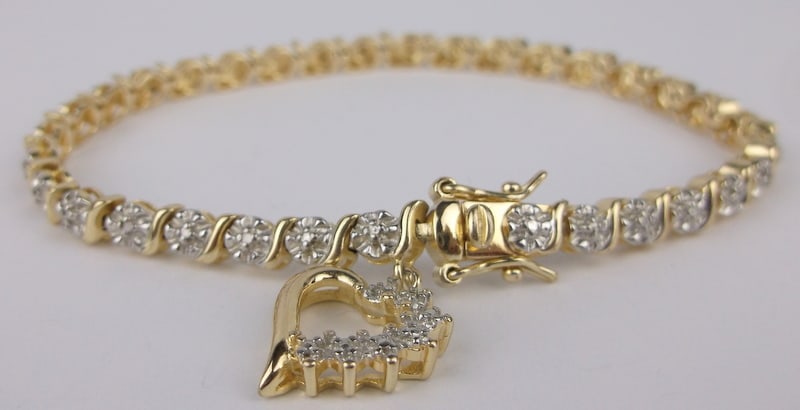 Mint Vint Thick 14k Over Sterling Diamond Tennis Bracelet 7.5" (1 of 3)