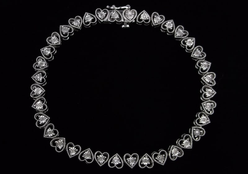 Mint Vint Thick Designer Sterling Diamond Tennis Bracelet 7.5" (1 of 3)