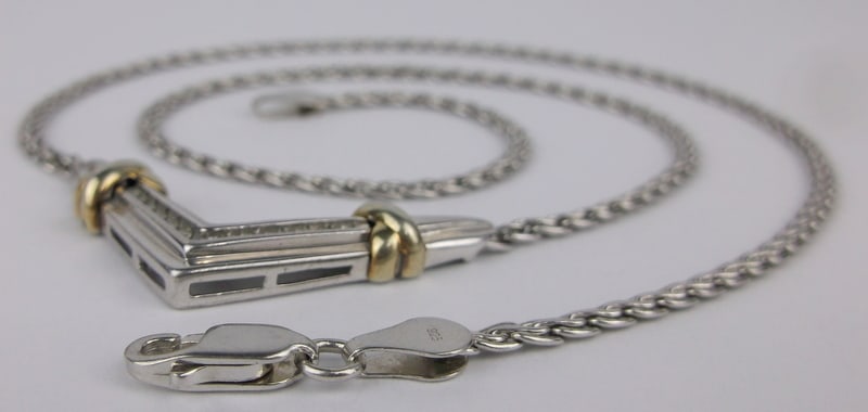 Mint Vint Thick Sterling Silver Diamond Chain Necklace 19" (1 of 3)