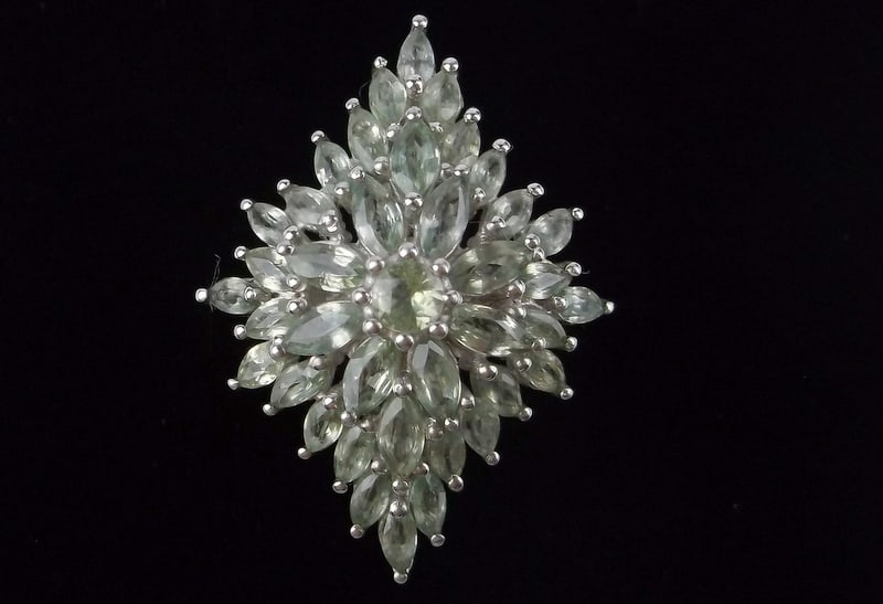 Mint Big Vint Designer Sterling Silver 10cttw Green Topaz Ring 8 (1 of 3)