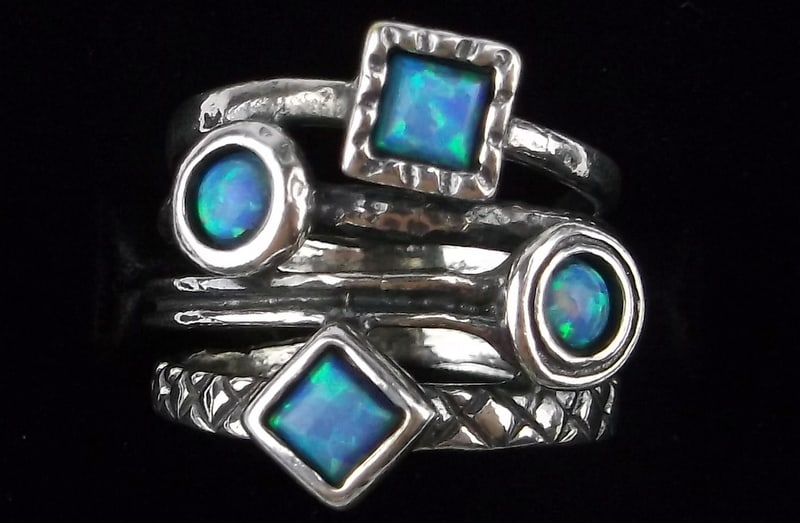 Mint Big Thick Vint Israel Sterling Silver Fire Opal Ring 7 Signed (1 of 3)