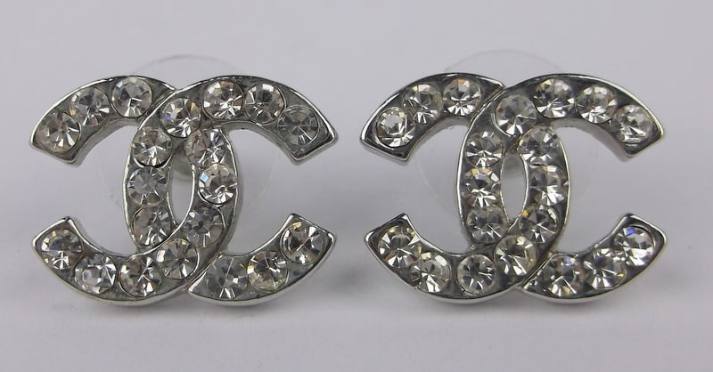 Mint Chanel Crystal Rhinestone Earrings Set (1 of 2)