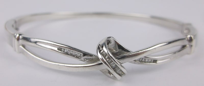 Mint Vint Thick Heavy Sterling Silver Diamond Bracelet 7" (1 of 4)