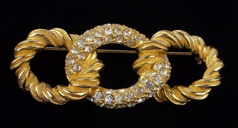 New Vintage Christian Dior Crystal Rhinestone Knot Brooch (1 of 4)