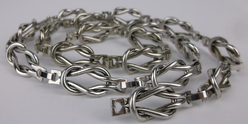 Mint Antique 1950s Heavy Sterling Silver Chain Necklace 23" 63.2g (1 of 6)