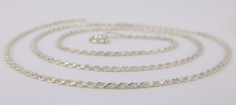 New Vintage Italian Sterling Silver Rope Chain Necklace 16" (1 of 2)