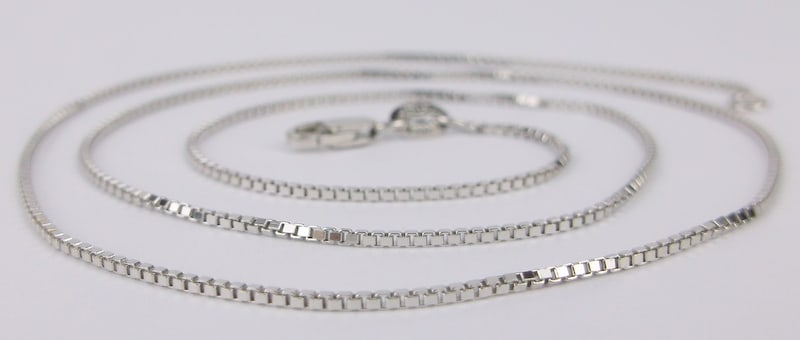 New Vintage Italian Sterling Silver Box Chain Necklace 18.5" (1 of 2)