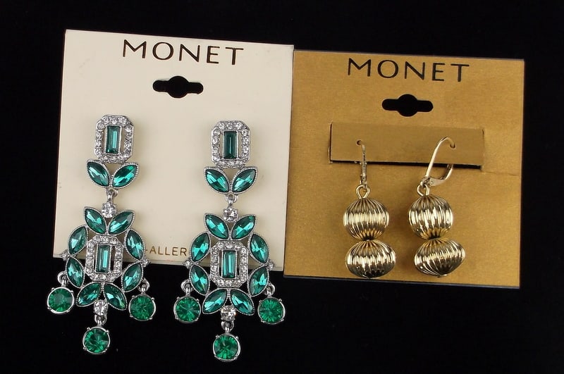 2 New Monet Rhinestone and Ball Earrings Sets Lot (1 of 2)