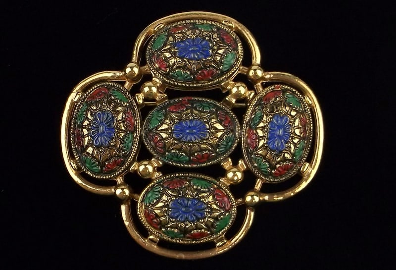 New Vintage 1960s Sarah Coventry Mosaic Brooch: new condition