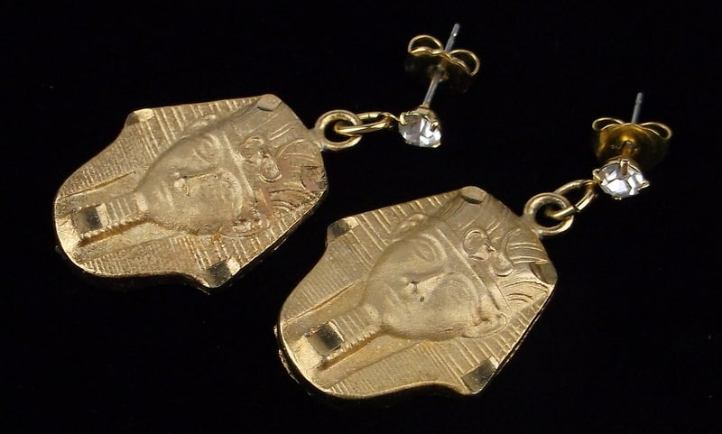 Mint Vintage 1960s Pharaoh Egyptian Revival Earrings (1 of 2)