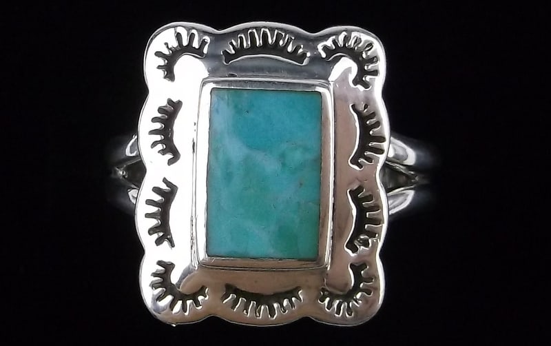Mint Vintage Designer Sterling Silver Turquoise Ring 7 (1 of 2)