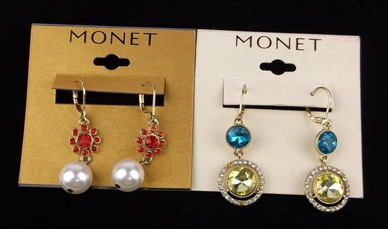 2 New Monet Rhinestone Drop Earrings Sets Lot (1 of 2)