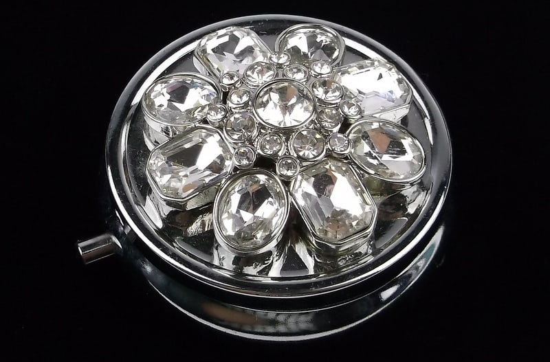 New Boxed Monet Rhinestone Mirrored Pill Box (1 of 2)