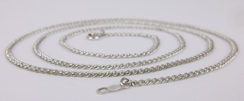 Mint Vintage 1950s Thick Sterling Silver Chain Necklace 24": Guaranteed Solid 925 Sterling Silver, in Excellent Condition