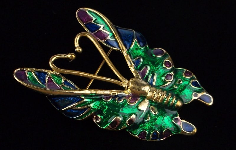 Mint Vintage Enameled Butterfly Brooch (1 of 2)