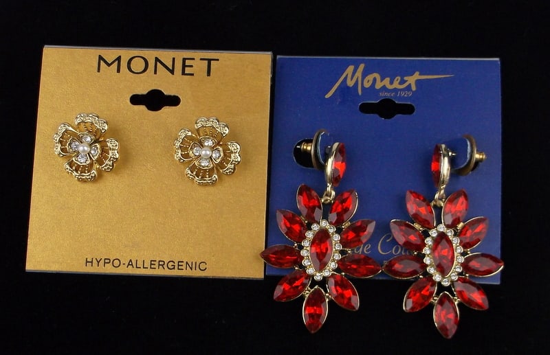2 New Monet Rhinestone Earrings Sets Lot (1 of 2)