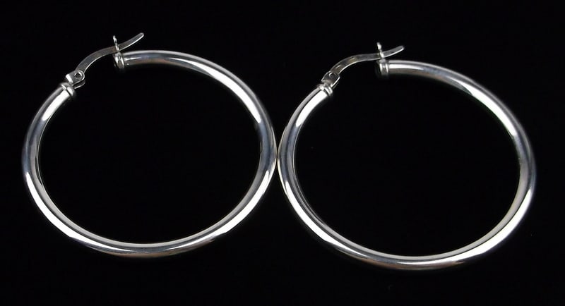 Mint Big Italian Sterling Silver Hoop Earrings (1 of 2)