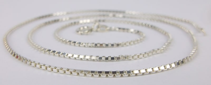 New Vintage Italian Sterling Silver Box Chain Necklace 20" (1 of 2)