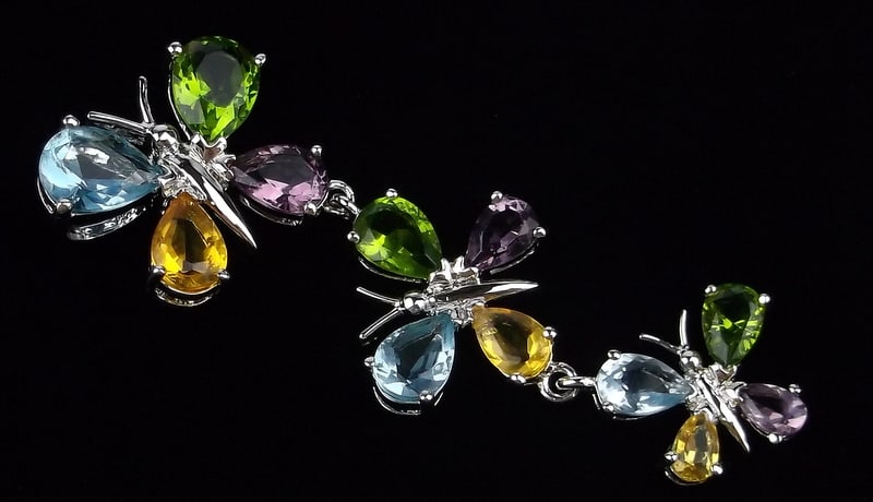 New Big Sterling Silver Multi Stone Butterfly Pendant: Solid Sterling Silver Guaranteed, in Brand New Never Worn Condition.