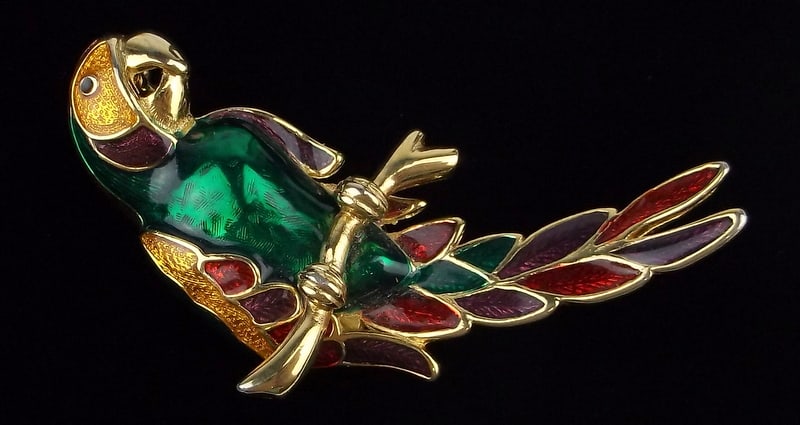 Mint Vintage Designer Enameled Parrot Bird Brooch (1 of 2)