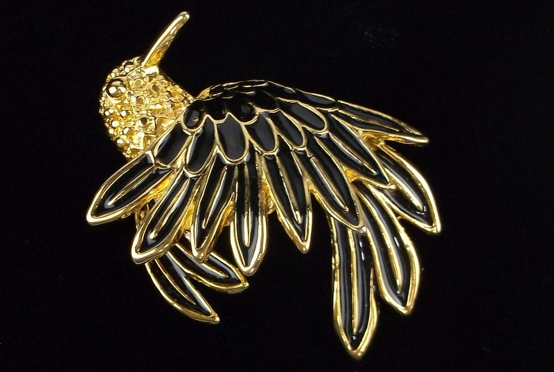 New Designer Vintage Enameled Hummingbird Brooch 3D (1 of 2)