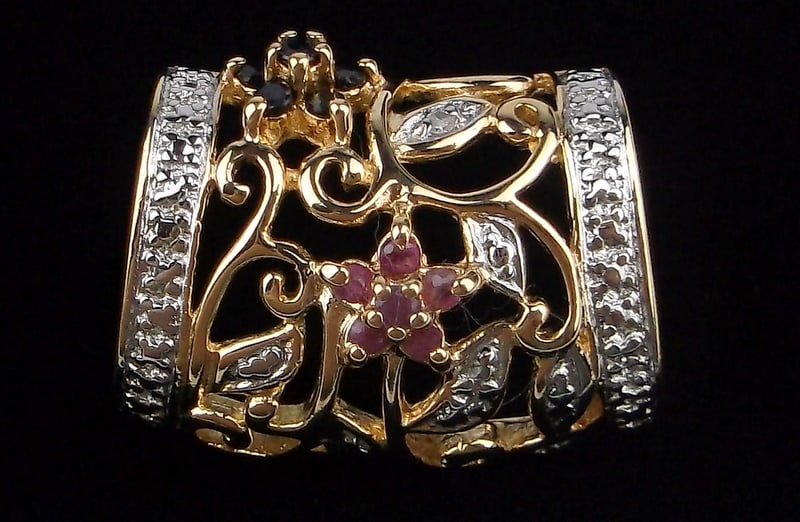 New Gold Over Sterling Ruby Sapphire Diamond Pendant (1 of 3)