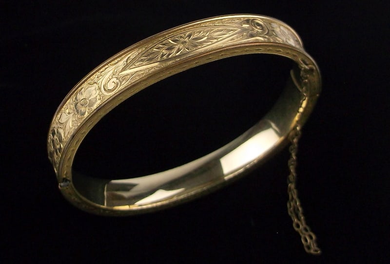 Stunning Antique 1930s Dunn Bros 12kt GF Bracelet 6.25": excellent condition