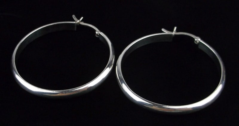 Mint Big Italian Sterling Silver Hoop Earrings (1 of 2)