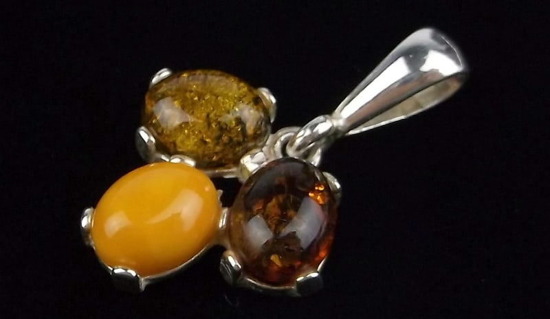 New Sterling Silver Multi Genuine Amber Pendant (1 of 2)