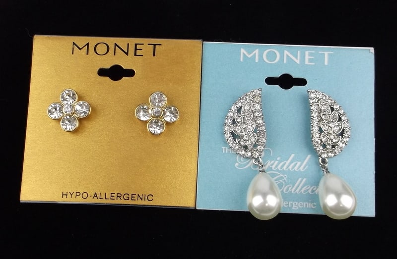 2 New Monet Rhinestone Earrings Sets Lot (1 of 2)
