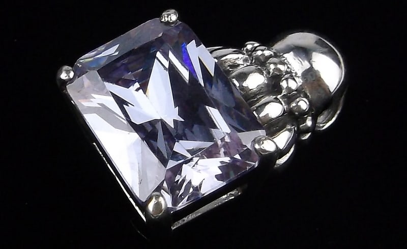 Mint Vint Thick Sterling Silver 7ct Tourmaline Pendant Caviar Style (1 of 2)