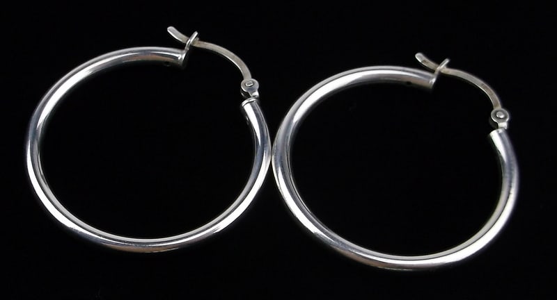 Mint Vintage Italian Sterling Silver Hoop Earrings (1 of 2)