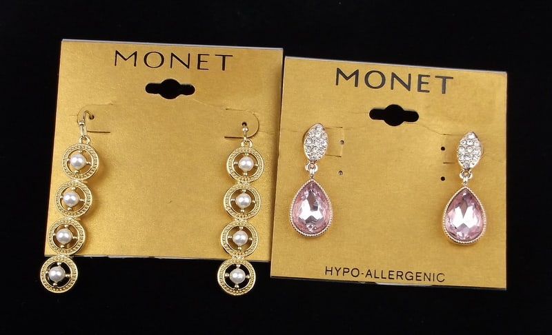 2 New Monet Rhinestone Faux Pearl Earrings Sets Lot: new condition