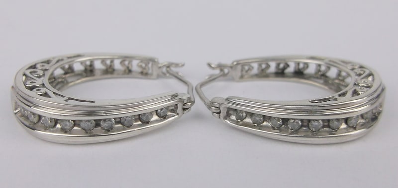Mint Vintage Designer Sterling Silver Diamond Earrings (1 of 3)
