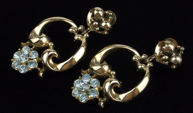 Stunning Vintage 1940s Coro Craft Rhinestone Drop Earrings (1 of 3)