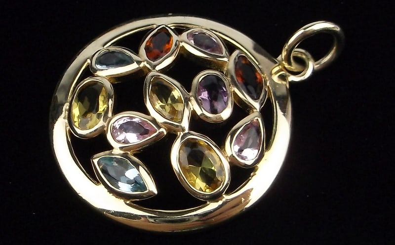 Mint Vint Designer Gold Over Sterling Topaz Amethyst Pendant (1 of 3)