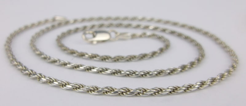 Stunning Vintage Italian Sterling Silver Rope Chain Necklace 18" (1 of 2)