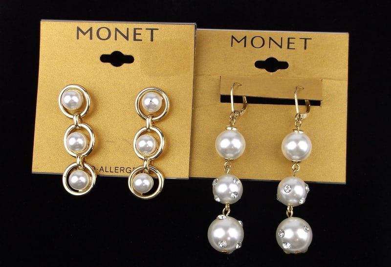2 New Monet Faux Pearl Earrings Sets Lot (1 of 2)