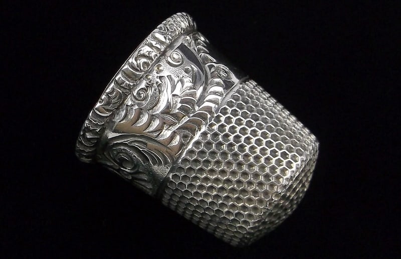 Mint Antique 1890s Thick Sterling Silver Victorian Sewing Thimble #12 (1 of 3)