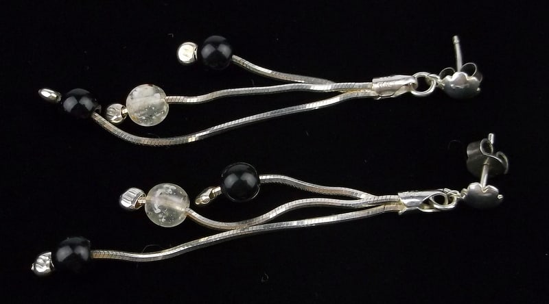 Stunning Vintage Italian Sterling Silver Ony Drop Sway Earrings (1 of 2)