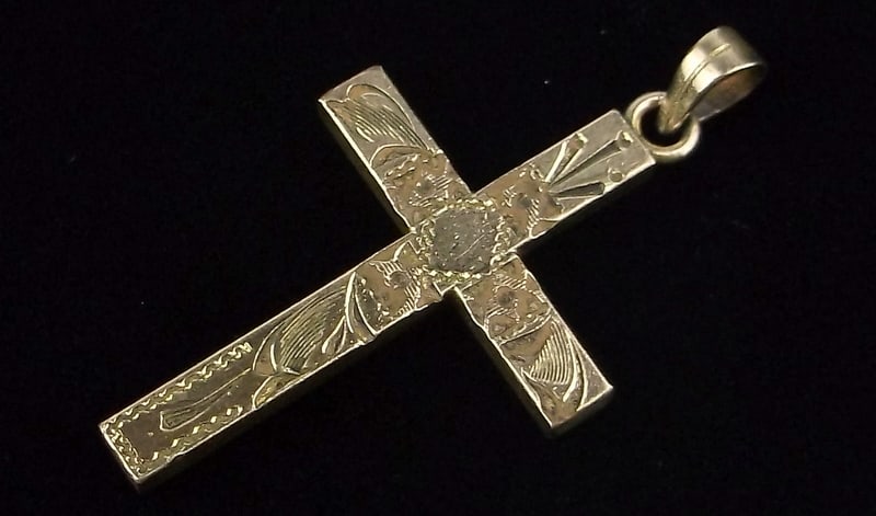 Mint 1890s Hayward 12kt GF Victorian Cross Pendant (1 of 3)