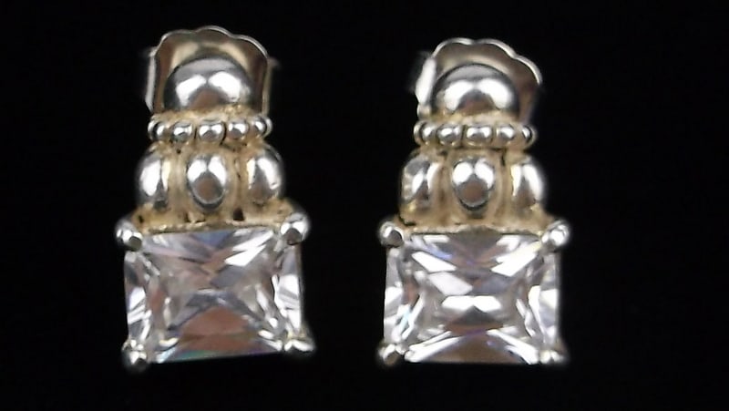 Mint Vintage Thick Sterling Silver Caviar Style Earrings: Guaranteed Solid 925 Sterling Silver, in Excellent Condition