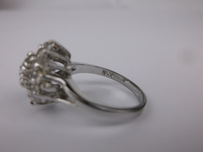 Mint Vintage Sterling Silver Cocktail Ring 7.25 - 2