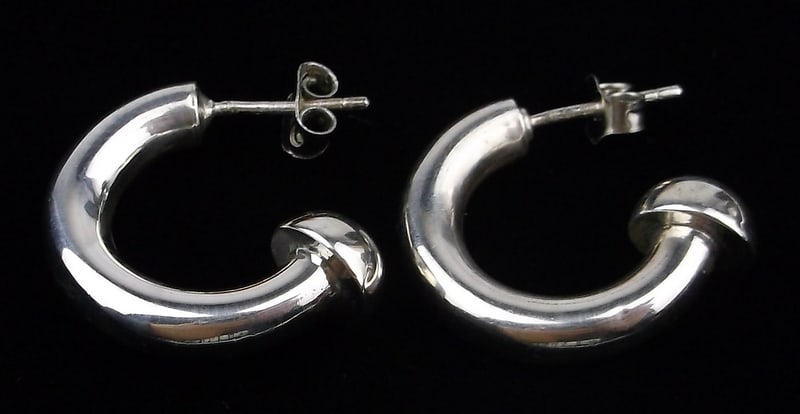 Mint Vintage Sterling Silver Hoop Earrings (1 of 2)