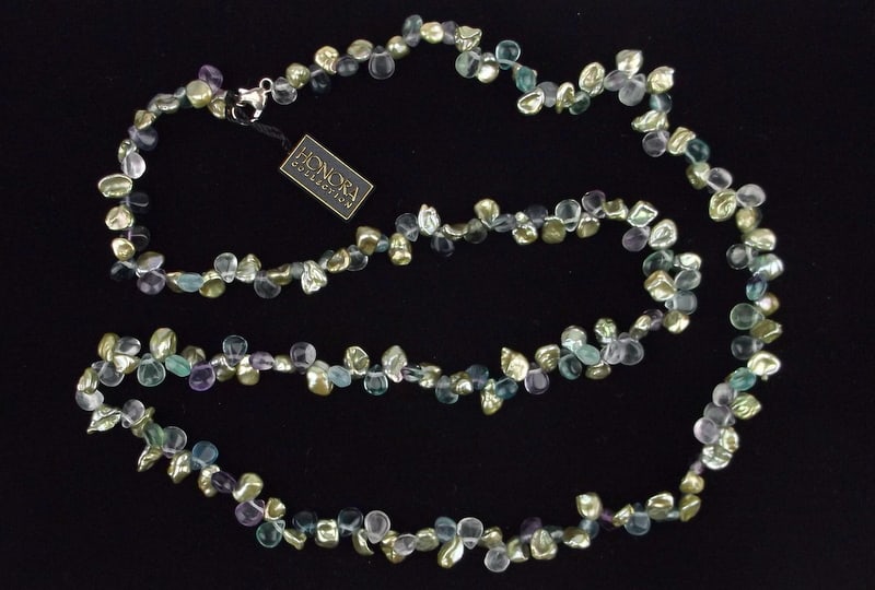 New Boxed Honora Sterling Pearl Aquamarine Necklace 36" Amethyst: Solid Sterling Silver Guaranteed, in Brand New Never Worn Condition.